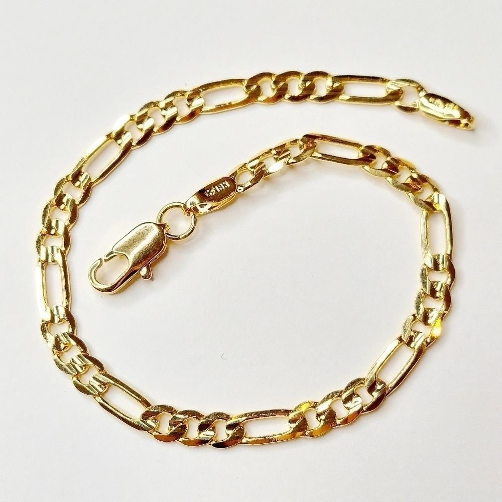 Men's 18k Gold Plated Figaro Link Bracelet